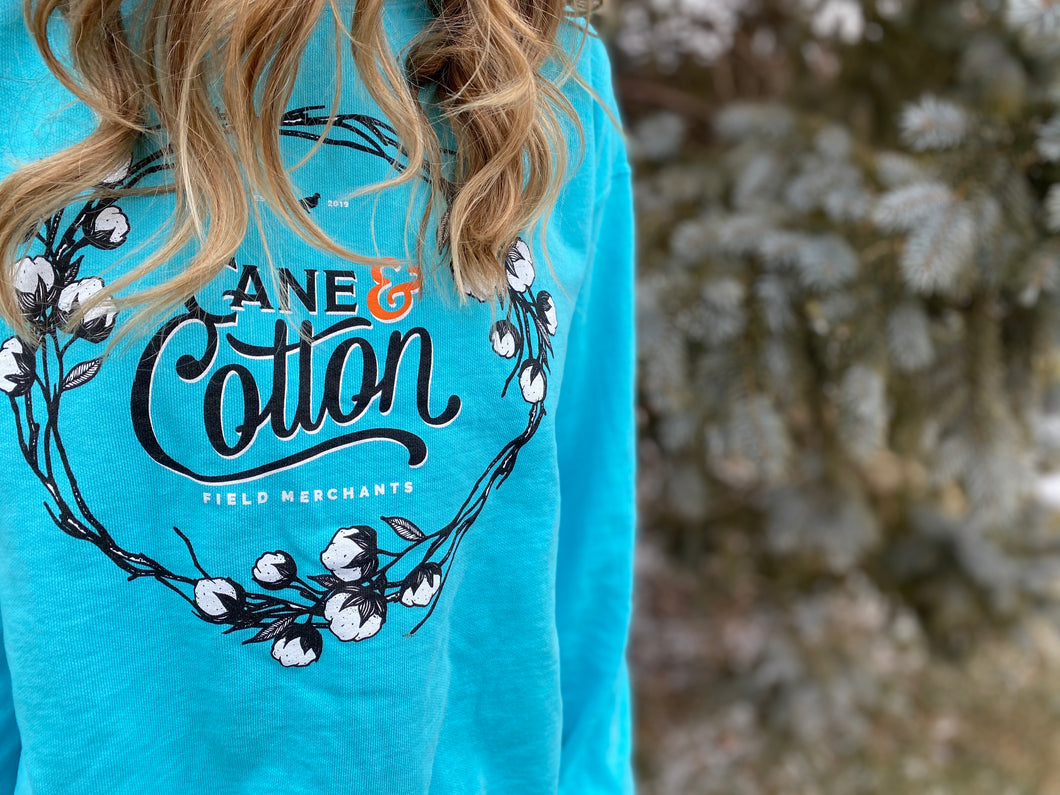 Ladies Wreath Crewneck Sweatshirt (Light Blue)