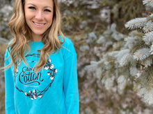 Load image into Gallery viewer, Ladies Wreath Crewneck Sweatshirt (Light Blue)
